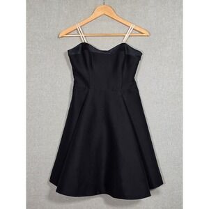 Halston Heritage Women's Black Cotton Silk Fit & Flare Mini Dress 0